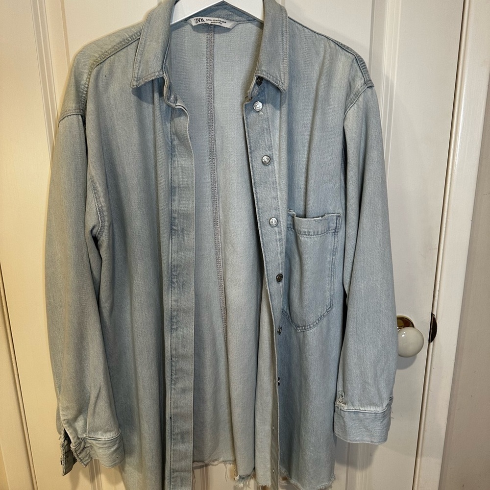 Zara Light Blue Denim shirt distress